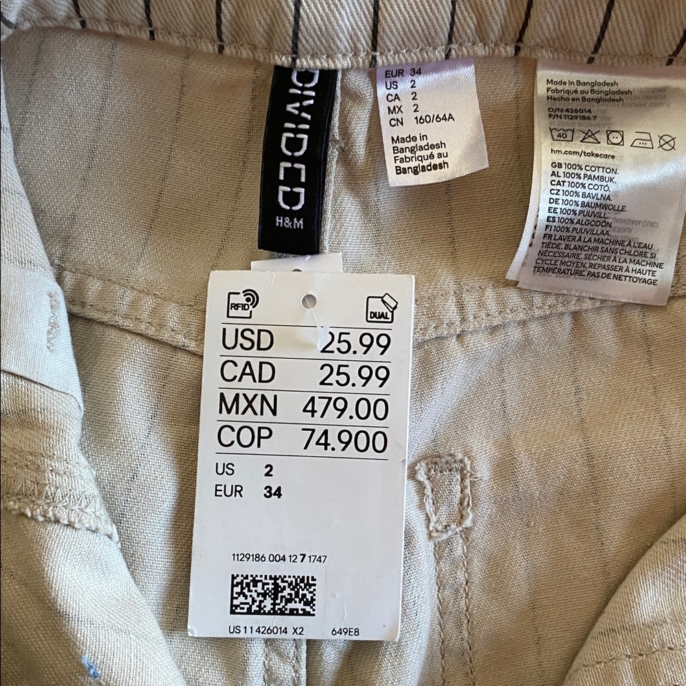 H&M Light Beige Pants with Subtle Stripes - Picture 3 of 5